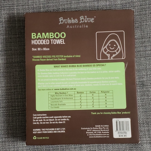 Bubba Blue Bamboo Hooded Towel - Picture 3 of 3